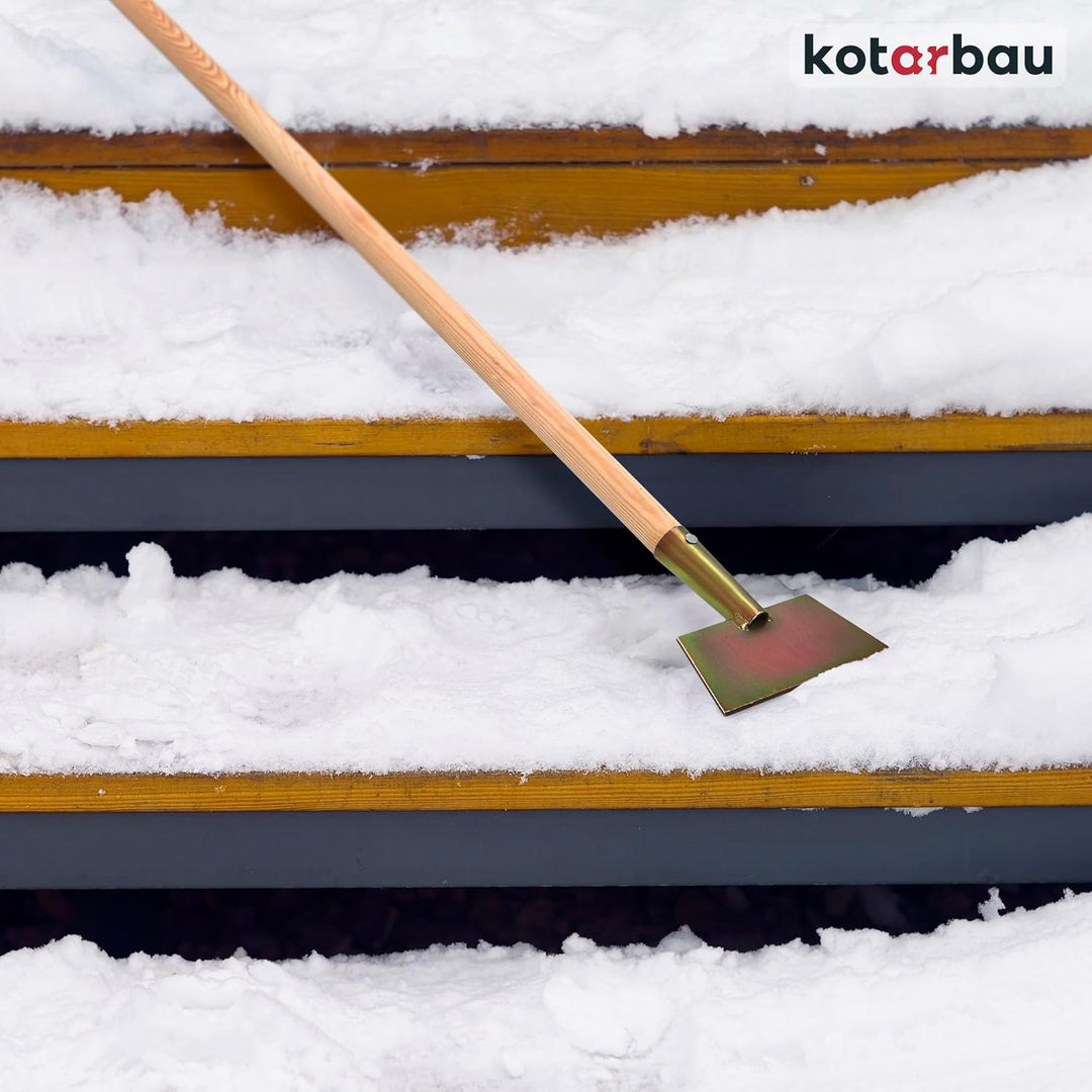 KOTARBAU® Eisschaber 15x17 cm Verzinkt Stahl Eisstösser Holzstiel 110 cm Eeisscharre Eishacker Eisst