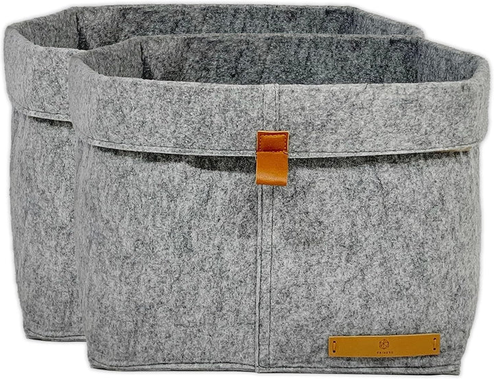 FRIHET® Filz Aufbewahrungskorb für KALLAX Regal | Ordnungsbox in Grau | Filztasche Organizer | Gr. 2