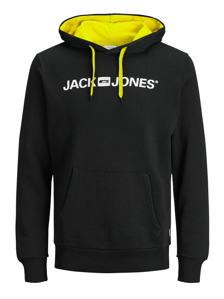 JACK & JONES Male Kapuzenpullover Logo Kapuzenpullover XS Schwarz (Safety Yellow/Reg Fit), XS Schwar