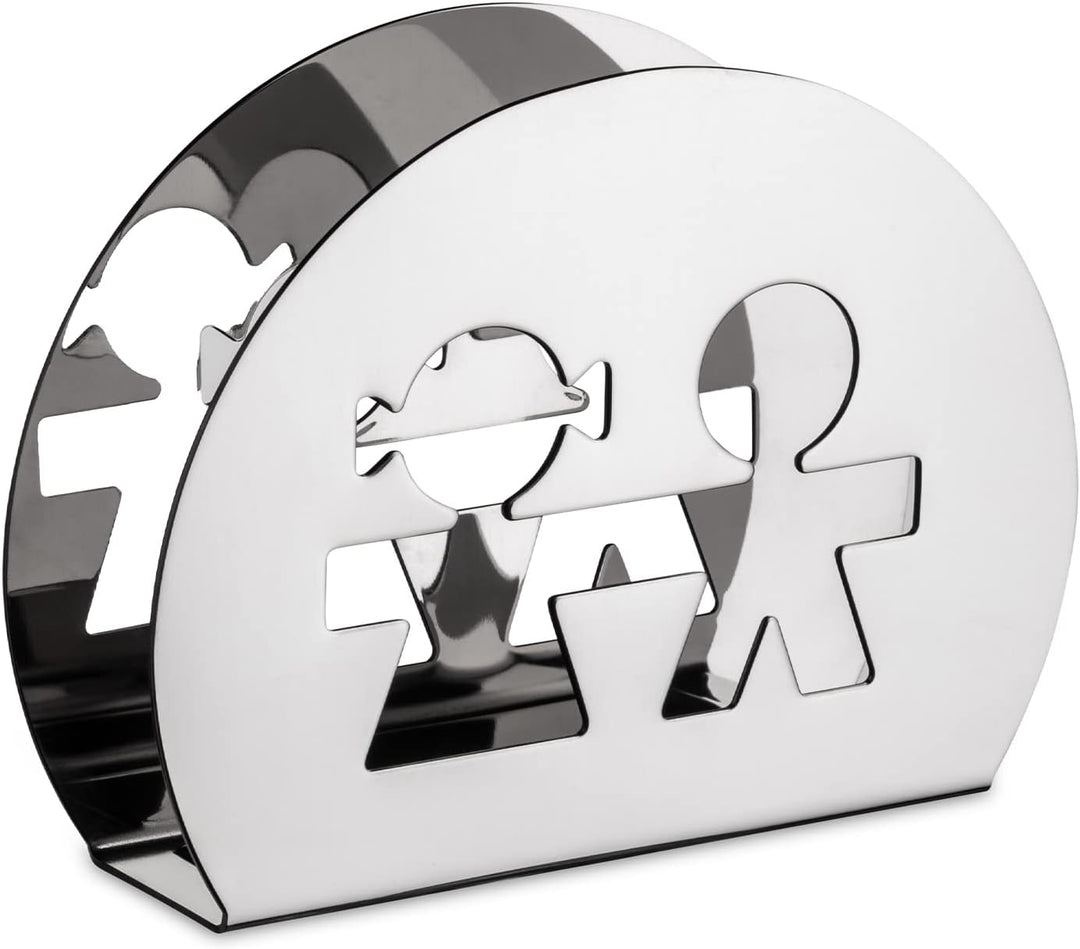 Alessi "GIROTONDO" Papierserviettenhalter aus Edelstahl Silber, Silber