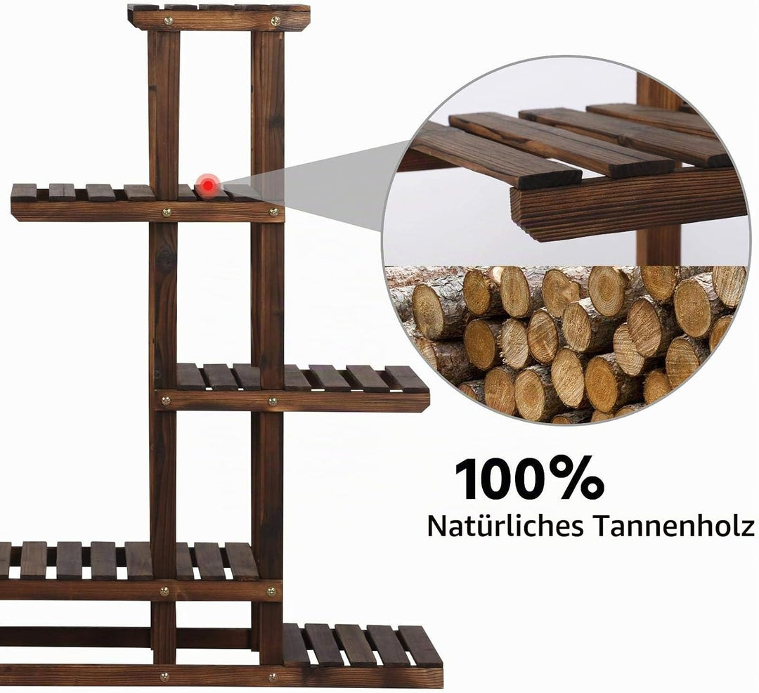 Yaheetech Blumenregal Pflanzentreppe 6 stufen Blumentreppe Holz klappbar Blumenleiter Pflanzleiter f