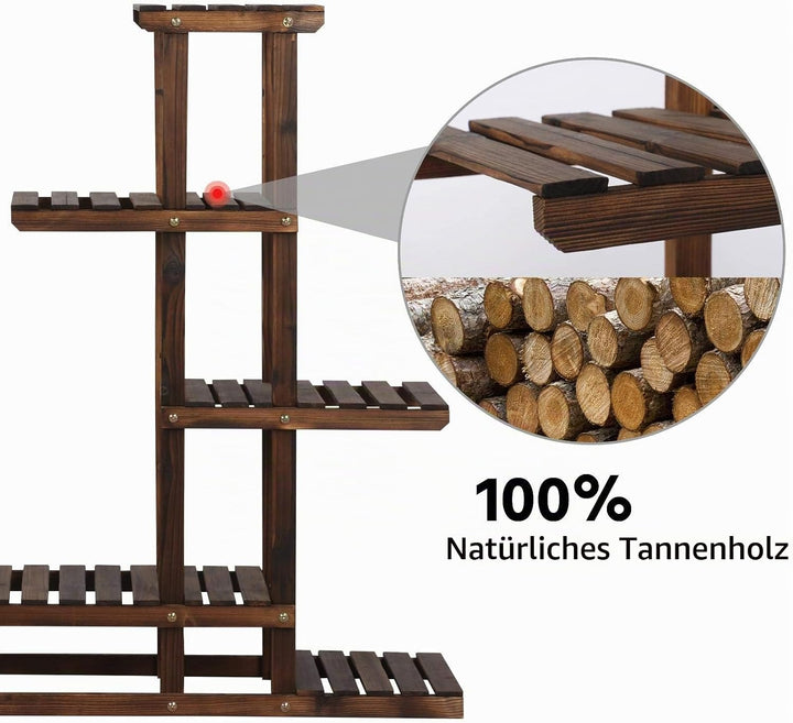 Yaheetech Blumenregal Pflanzentreppe 6 stufen Blumentreppe Holz klappbar Blumenleiter Pflanzleiter f