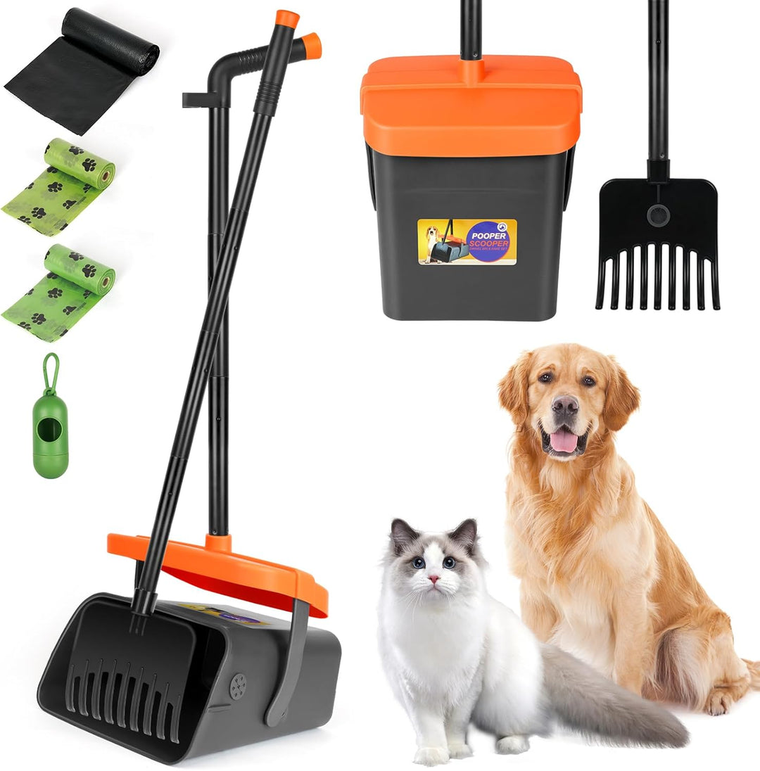 Hundekotschaufel, 46" Grosser Hundekotschaufel, Hundekotschaufel und Harke Set mit Verstellbarem Lan