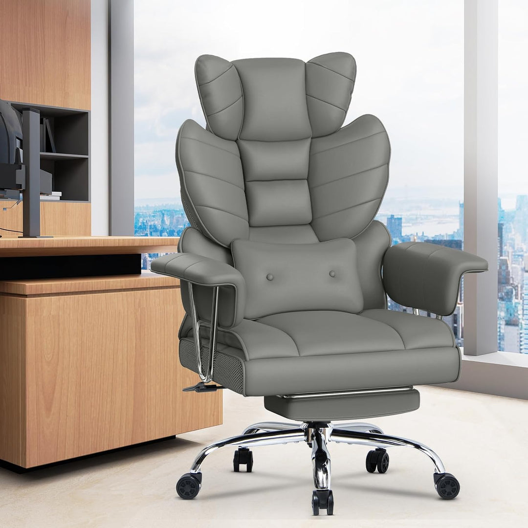 rattantree Bürostuhl mit Fussstütze, Ergonomischer Schreibtischstuhl mit Zusätzlichem Lordosenstützk