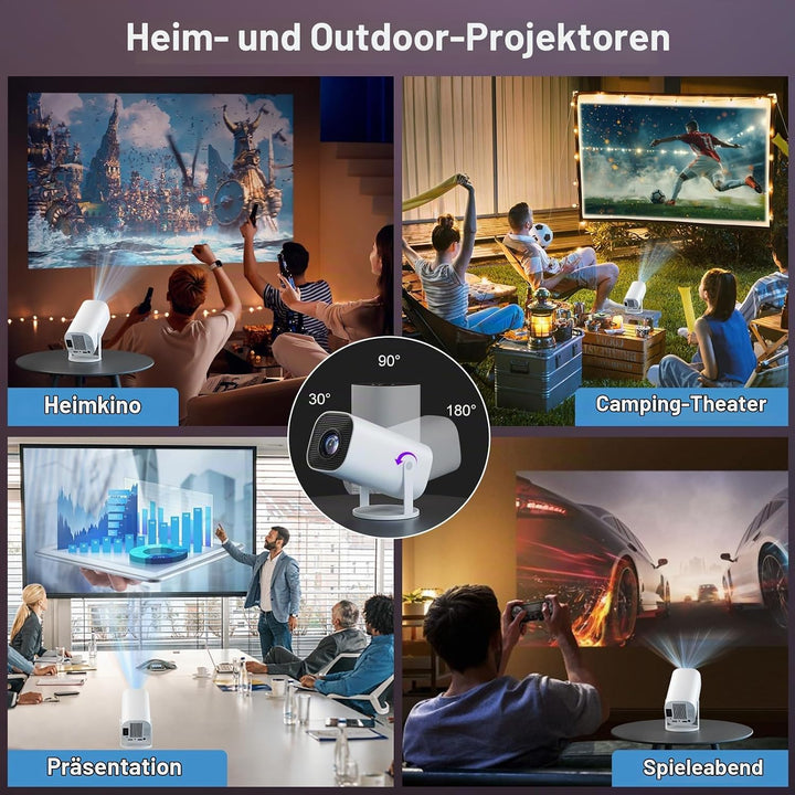 Mini Beamer 4K Full HD 1080P, Projektor Tragbarer mit WiFi 6 und Bluetooth 5.4, Beamer Klein Project