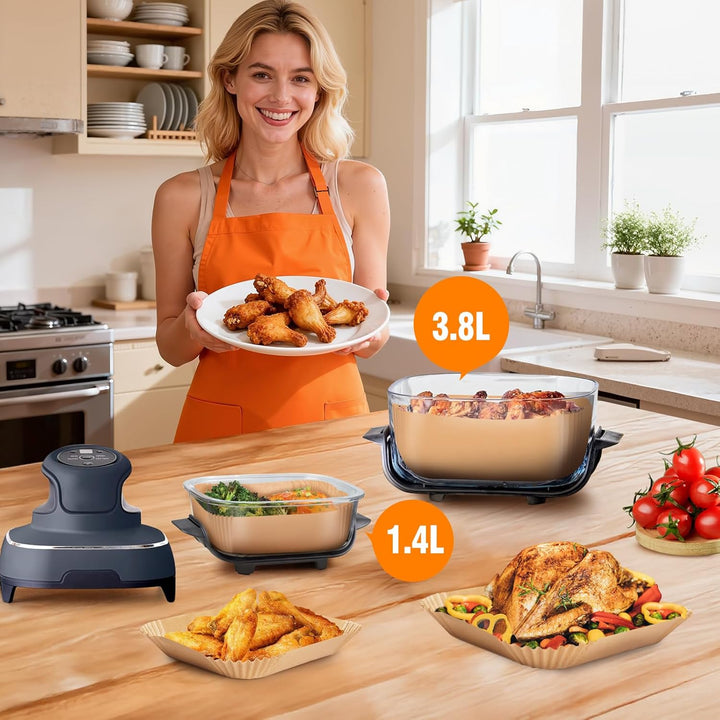 300 Stück Backpapier für Ninja CRISPi Heissluftfritteuse 3,8L/1,4L, Luftfritteusen Airfryer Zubehör