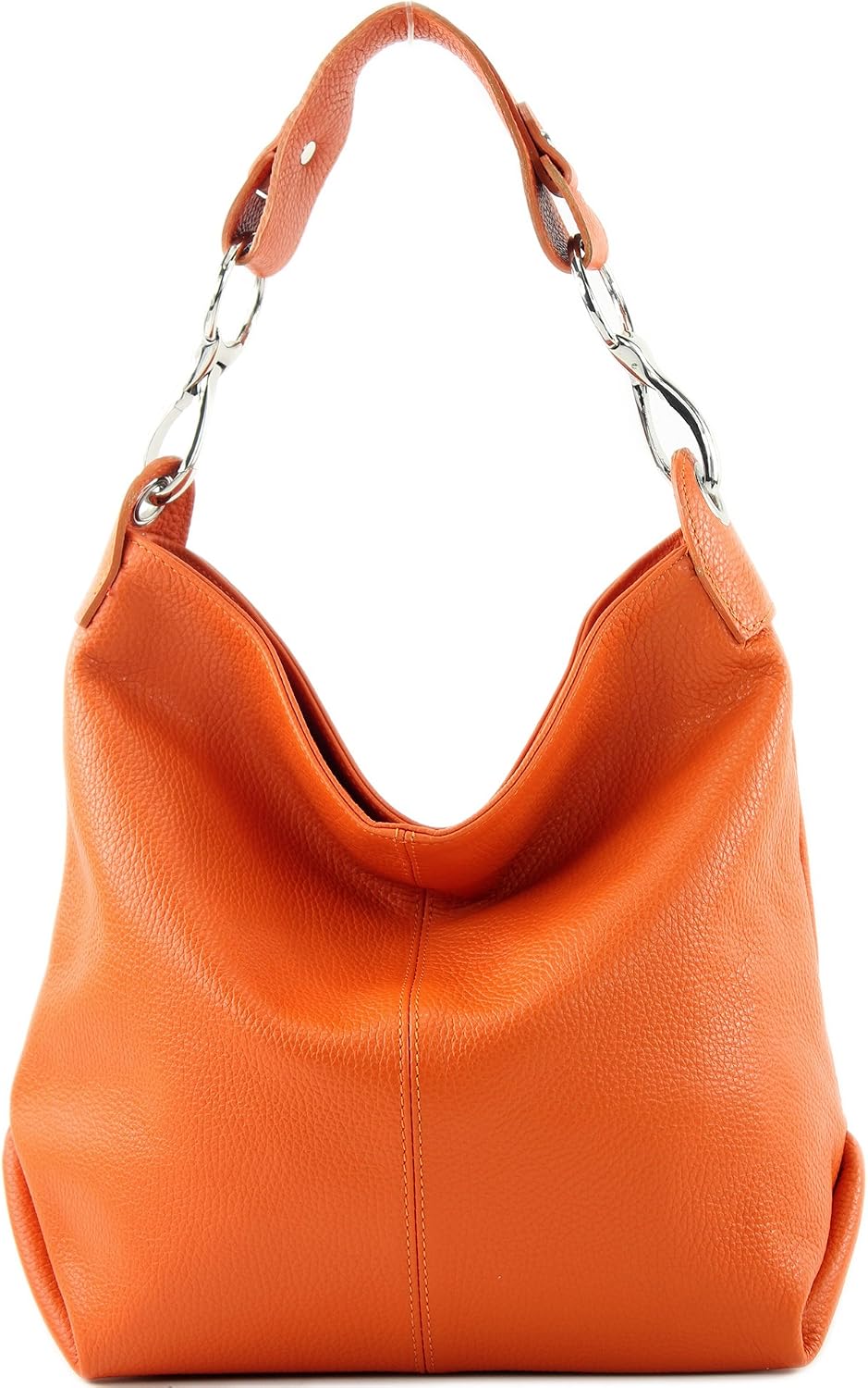 modamoda de T168 Damen Leder Schultertasche, handmade in Italy Orange, Orange