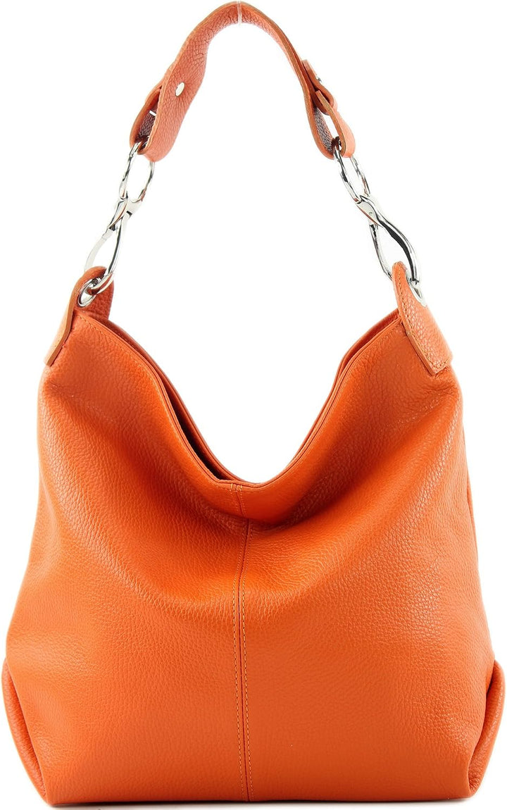 modamoda de T168 Damen Leder Schultertasche, handmade in Italy Orange, Orange