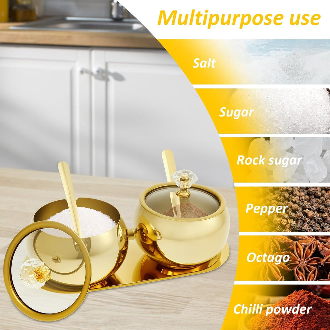 Gewürzgläser 304 Edelstahl,Gewürzdosen mit Löffel,Gewürzstreuer,Gewürzbehälter,Spice Jars für Salz,Z