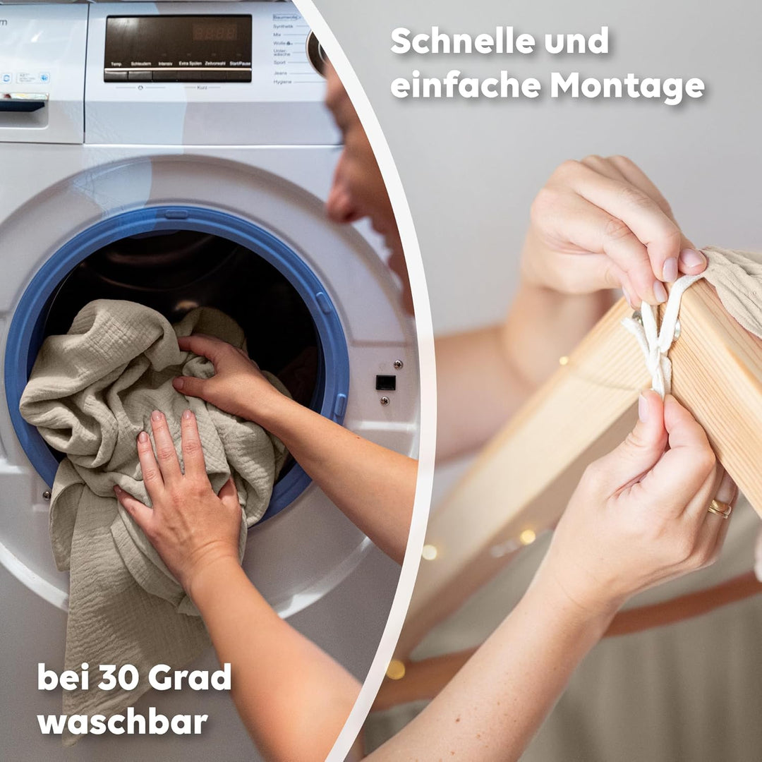 lilimaus Hausbett Himmel - 100% Baumwolle Betthimmel aus Musselin - Hausbett Deko - Geschenk Mädchen