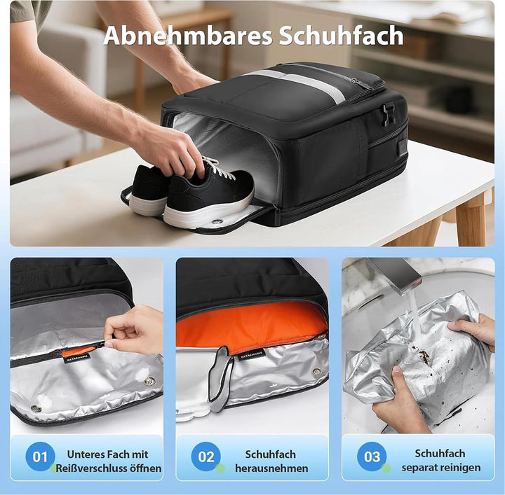 MATEIN Rucksack mit Schuhfach Abnehmbarem, Anti-Diebstahl LaptopRucksack 15,6 Zoll, Rucksack Herren