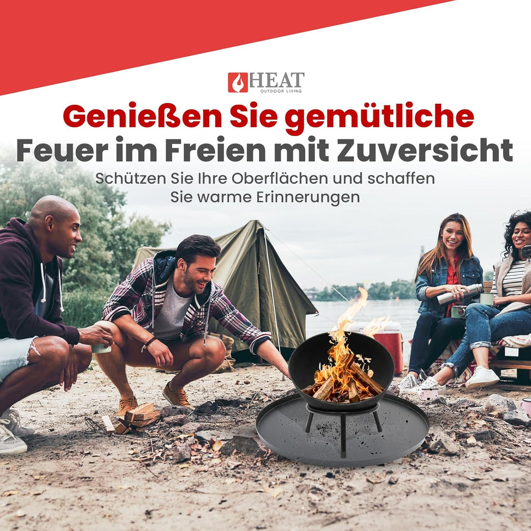 Bodenplatte Rund Ø 50 cm - Bodenschutz für Feuerkorb oder Feuerstellen – Platte Rund 50 cm – Schwarz