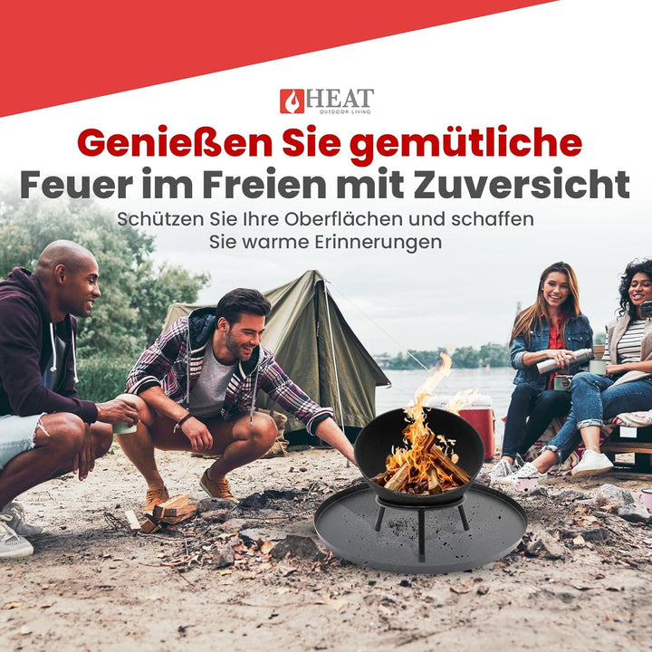 Bodenplatte Rund Ø 50 cm - Bodenschutz für Feuerkorb oder Feuerstellen – Platte Rund 50 cm – Schwarz