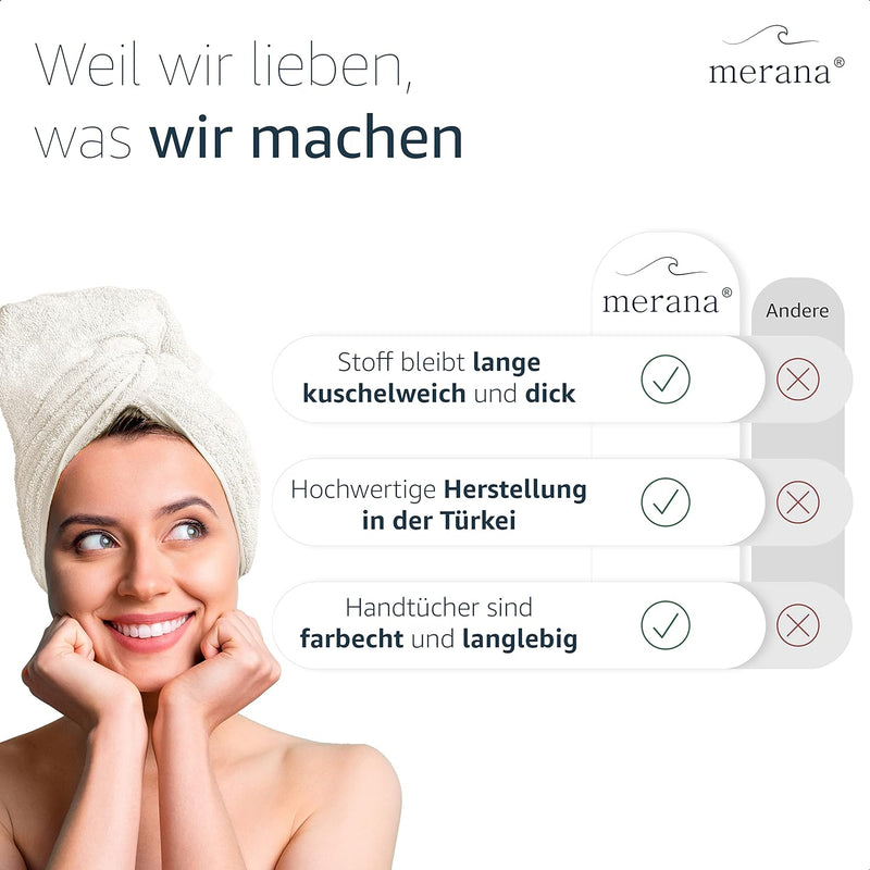 Merana Rome Handtuch Set | saugstark, weich und fusselfrei | Frottier Luxus Qualität | 100% Baumwoll