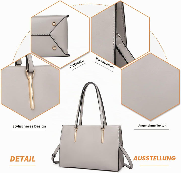 Miss Lulu Schultertasche Damen Henkeltasche Gross Handtasche Elegant PU Leder Umhängetaschen Frauen