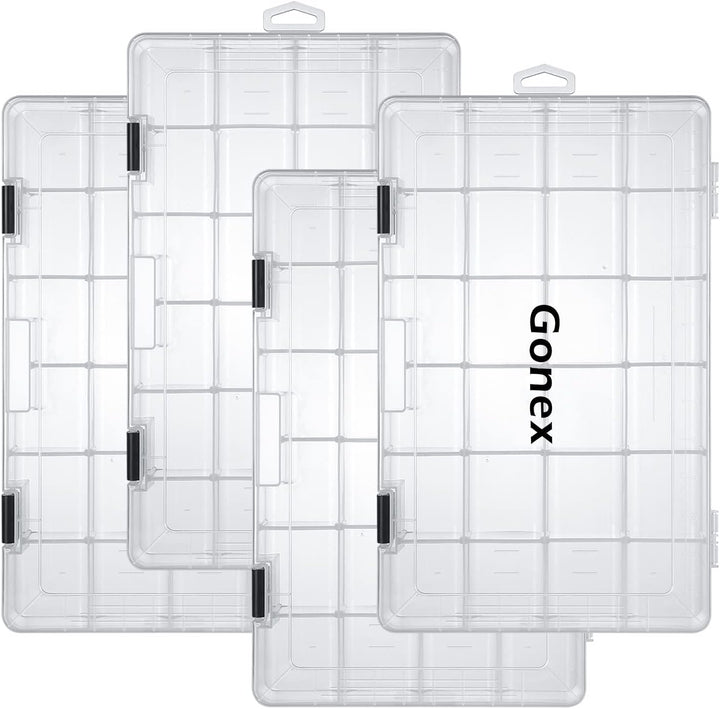 Gonex Köderboxen Angeln, Tackle Boxes 3/4 Stück, Transparente Kunststoff Angelbox mit Verstellbaren