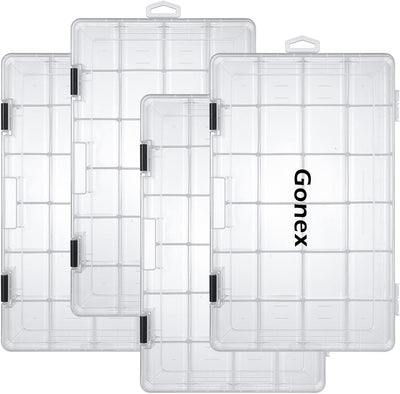 Gonex Köderboxen Angeln, Tackle Boxes 3/4 Stück, Transparente Kunststoff Angelbox mit Verstellbaren