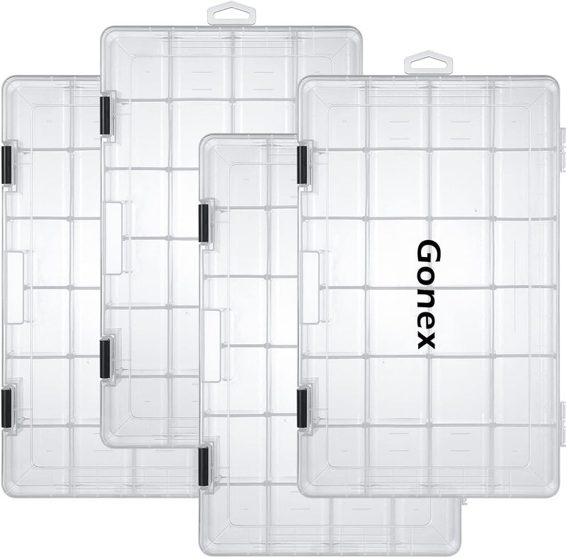 Gonex Köderboxen Angeln, Tackle Boxes 3/4 Stück, Transparente Kunststoff Angelbox mit Verstellbaren