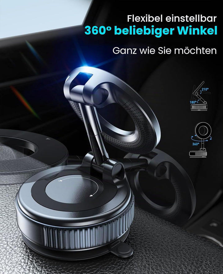 Magnetische Handyhalterung fürs Auto mit Saugnapf – 360° Verstellbarer, Faltbarer Handyhalter für Ar