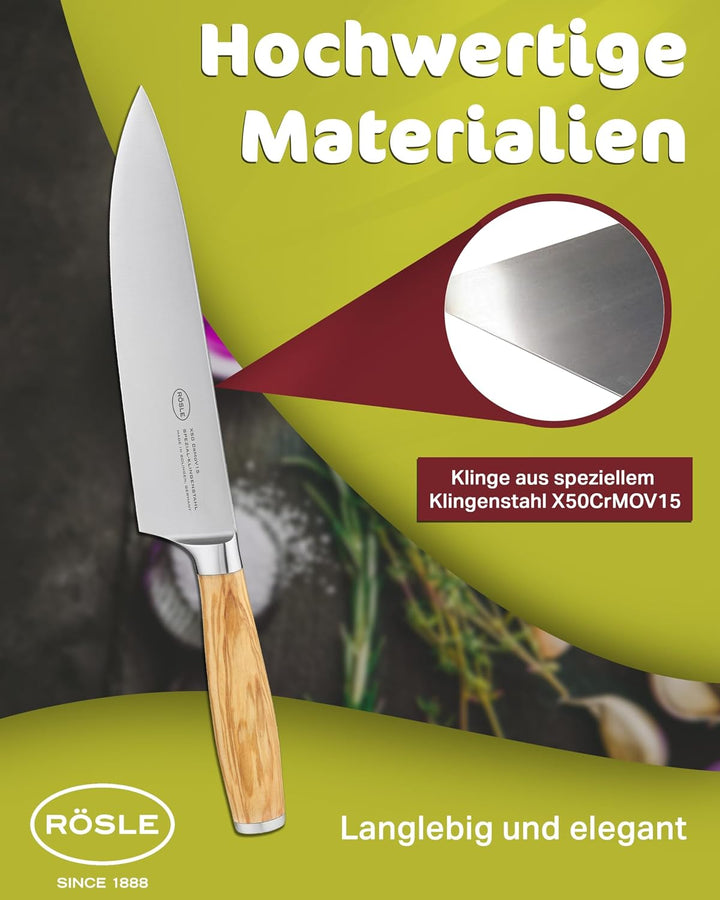 Rösle Kochmesser Artesano, Hochwertiges Küchenmesser zum Schneiden von Fleisch, Fisch, Geflügel und