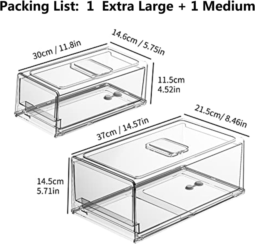 YekouMax Speisekammer-Organisation und Aufbewahrungsbehälter, Kühlschrank-Organizer, stapelbare Aufb