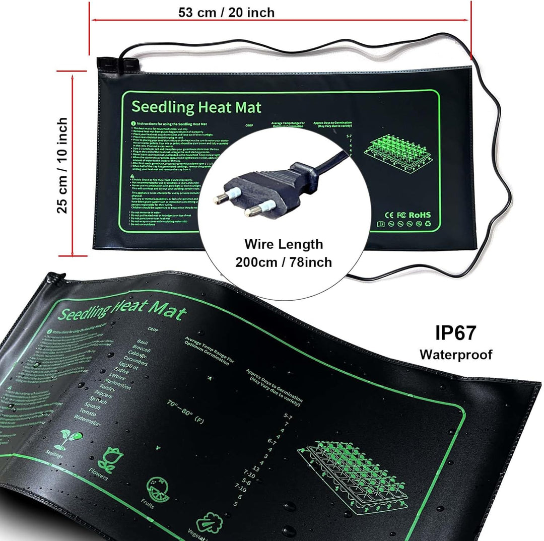 Heizmatte Pflanzen Graphen, Wärmematte für Sämling Germination, IP67 Wasserdichtes 20W Temperatur He