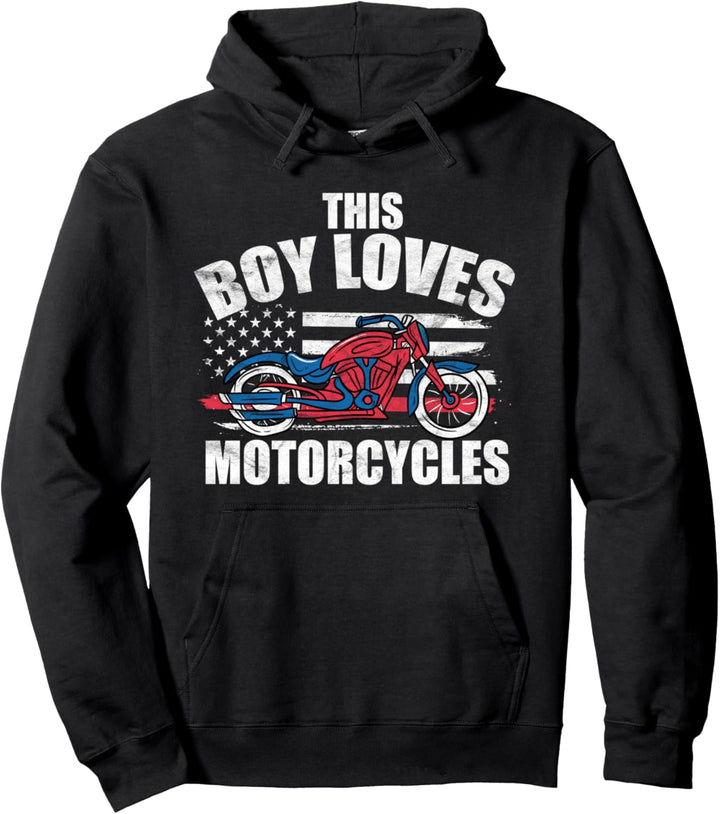 Motorrad Geschenk Chopper für Kinder - Dieser Junge liebt Pullover Hoodie
