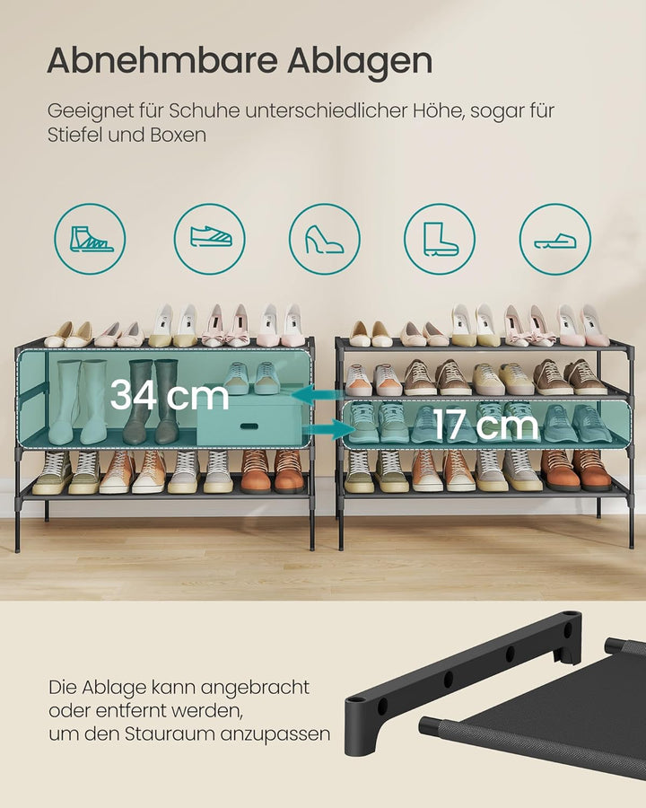 SONGMICS Schuhregal 4 Ebenen, Schuhablage, Schuhaufbewahrung, Eingangsbereich, Flur, platzsparend, 2