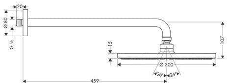 hansgrohe Raindance S 300 Air Duschkopf, Kopfbrause für Wandmontage, Chrom, 1 Strahlart Chrom 1 Stra