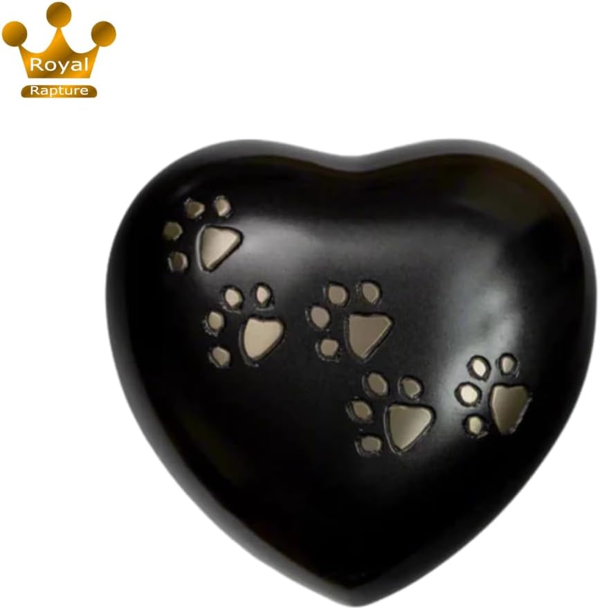 Urn for Ashes Paw Heart Funeral Cremation Memorial Keepsake Pet Dog Cat |Without Stand (Black 5") RH