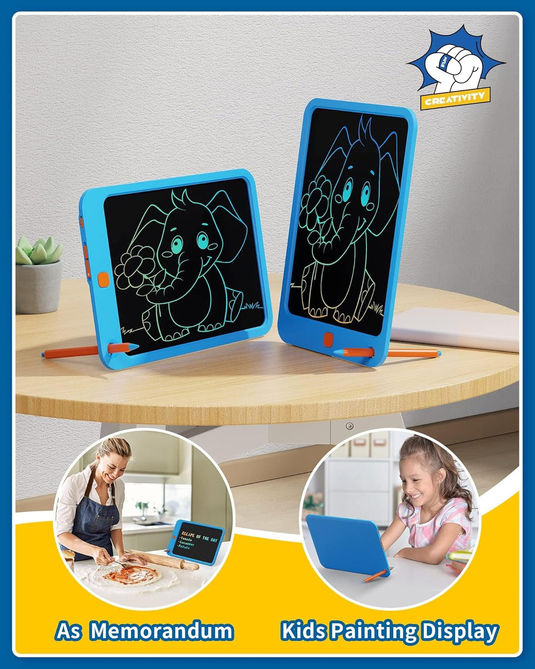 TEKFUN LCD Schreibtafel Kinder Erwachsene 10 Zoll Bunte Zeichenbrett, Spielzeug ab 3 4 5 Jahre Junge