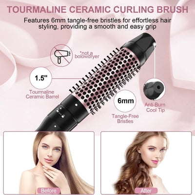 Lockenstab Set 3 in 1, DSGKUU Lockenstäbe mit Thermal Brush und Keramik Lockeneisen, Lockeneisen mit