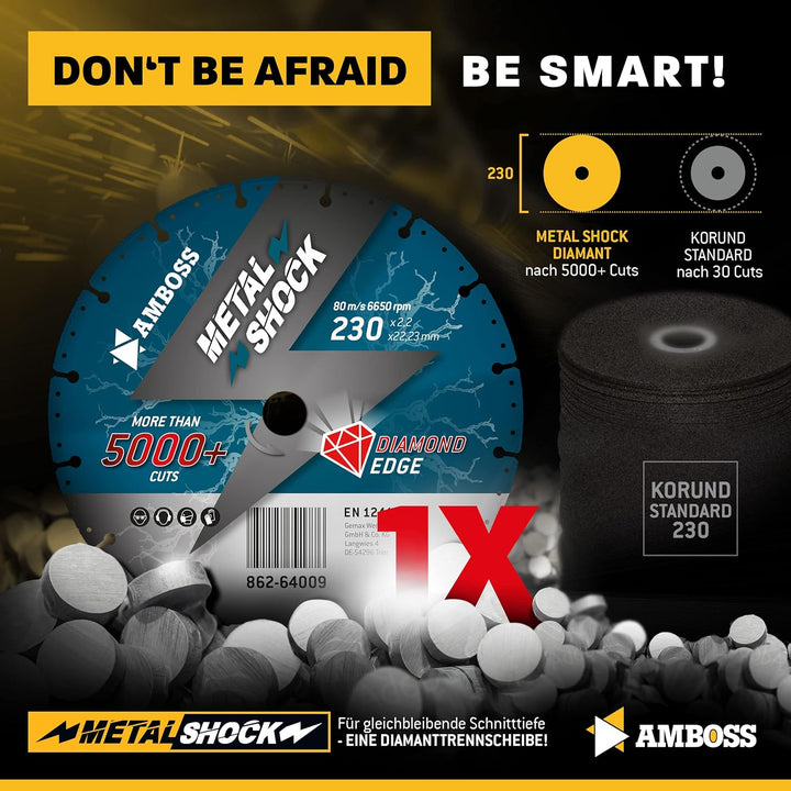 Amboss Diamant Trennscheibe Metal Shock 5000+ für Metall/Stahl/Inox - 230 x 2,2 x 22,23 mm Ø 230mm x