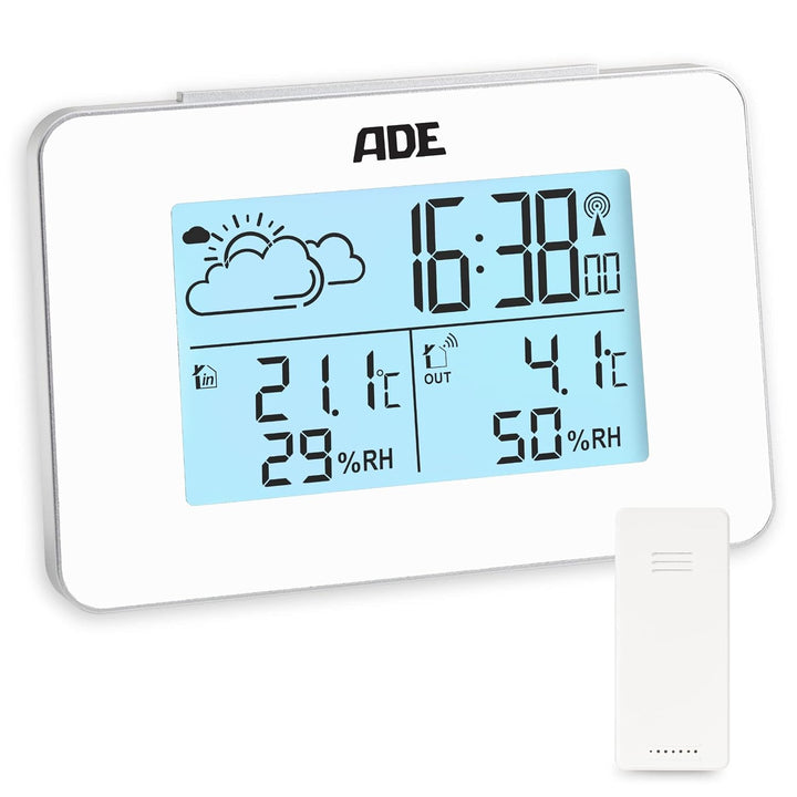 ADE Digitale Wetterstation Funk mit Aussensensor | Innen und Aussentemperatur | Luftfeuchtigkeitsmes