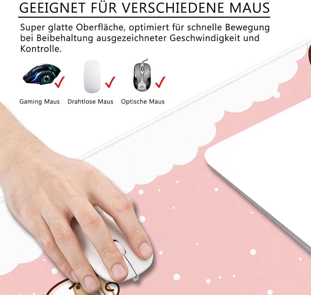 Katzen Mauspad Rosa Schreibtischunterlage Süss 80x30x0.3cm Kawai Gross Mousepad XL & Desk Pad (Süsse