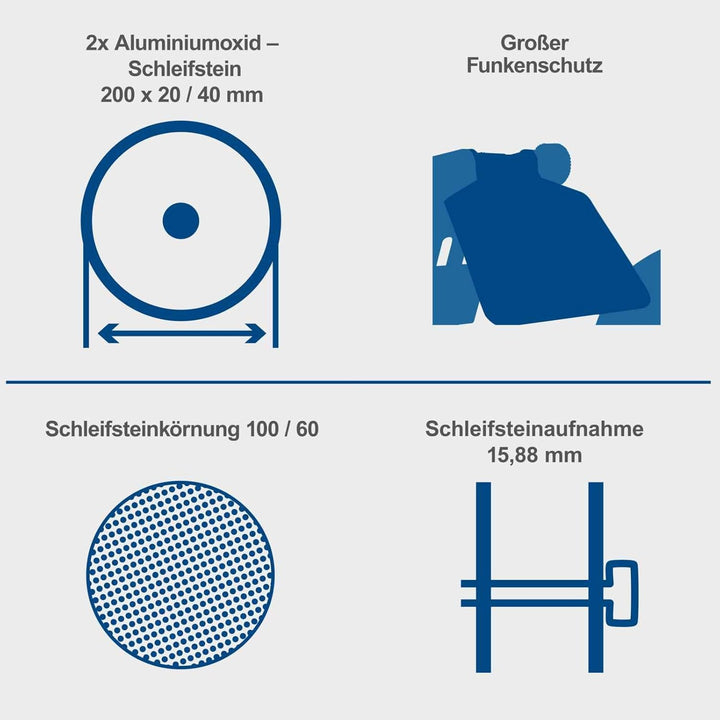 Scheppach Doppelschleifer SM200AL Schleifmaschine Schleifgerät | 500W Leistung | Verstellbarer Funke
