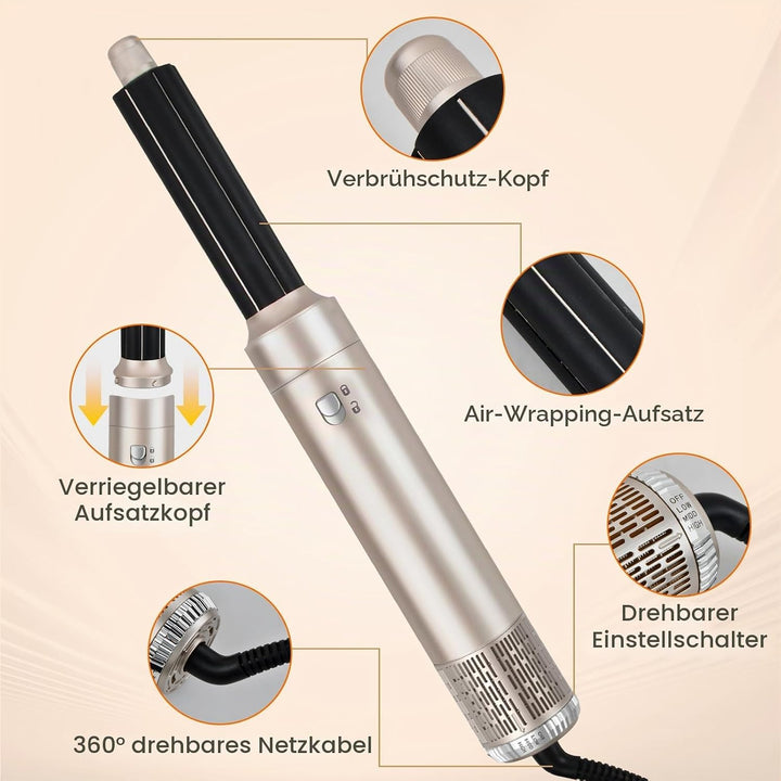 Litinliv 6 In 1 Lockenstab,Hairstyler 6 in 1 Hair Styler set,Lockenstab Warmluft Curler,1000W Haarst