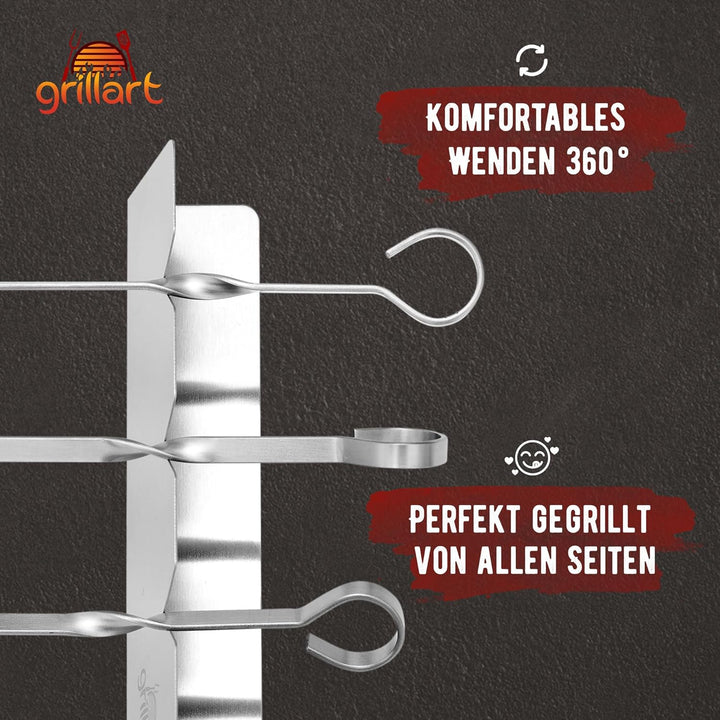 Premium Schaschlikspiesse aus Edelstahl mit Gestell – Hochwertige Grillspiesse für den Grill mit 360