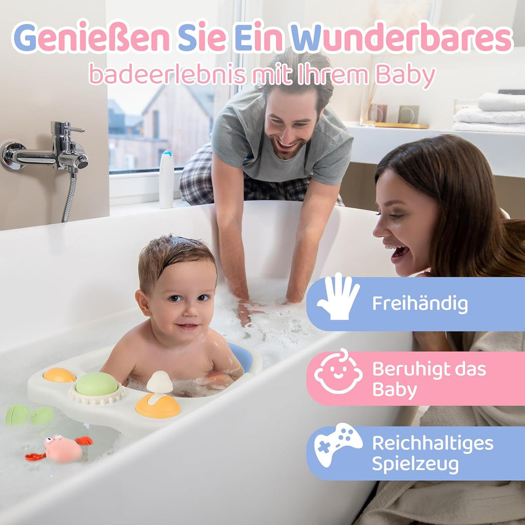 Baby Badesitz ab 6 Monate, Badewannensitz mit 4-starken Saugnäpfen, Rutschfester Badesitz Baby mit S