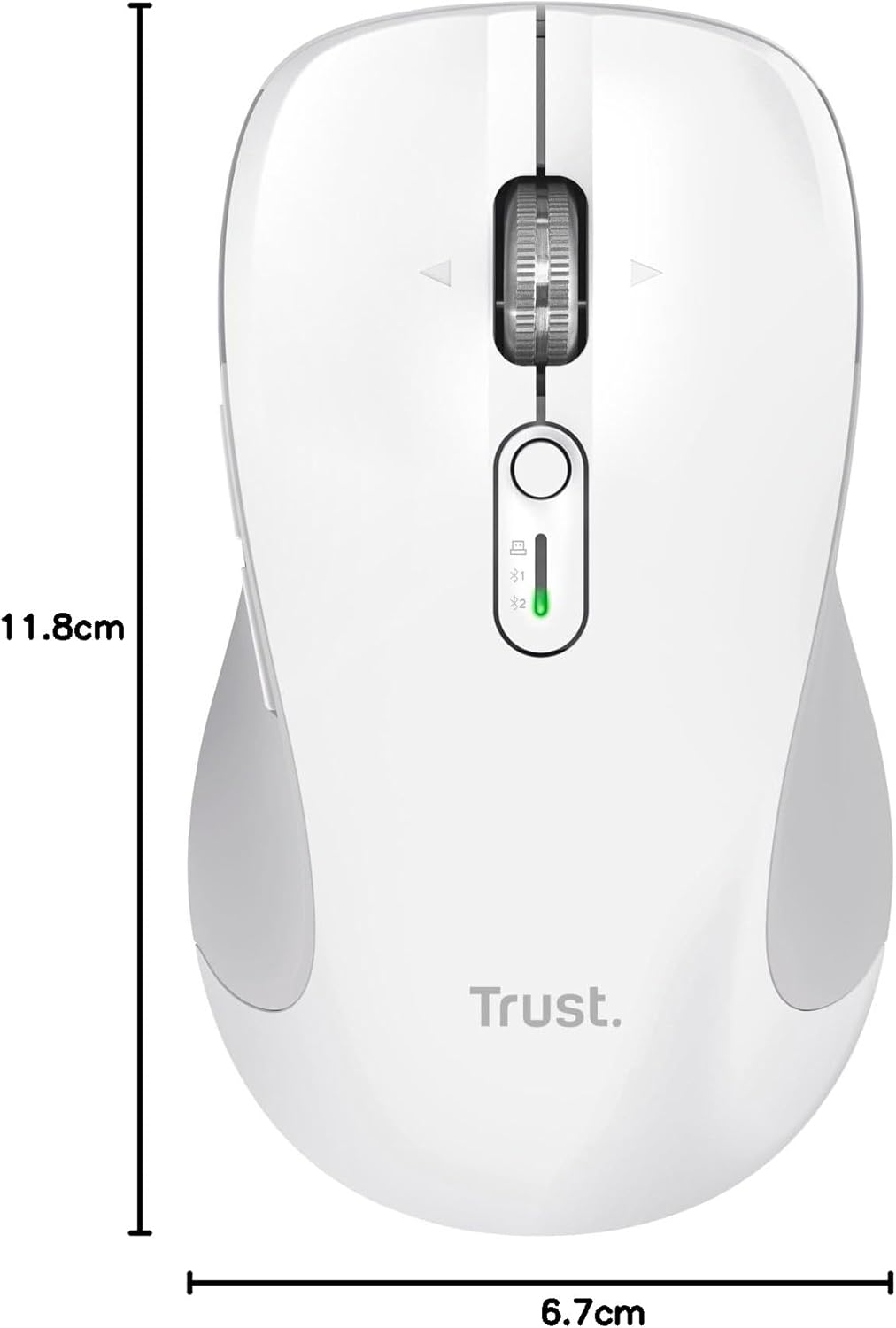 Trust Ferro Kabellose Maus Ultraschnelles Scrollrad und Horizontales Scrollen, Bluetooth + 2.4GHz, L