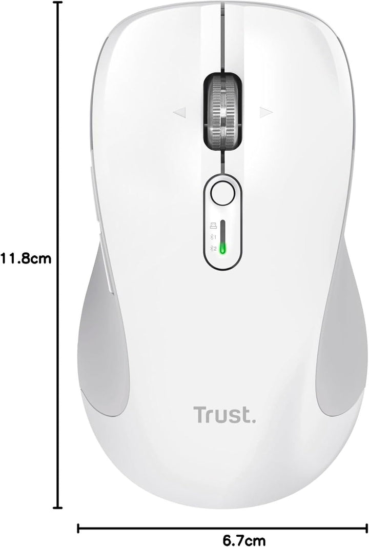 Trust Ferro Kabellose Maus Ultraschnelles Scrollrad und Horizontales Scrollen, Bluetooth + 2.4GHz, L