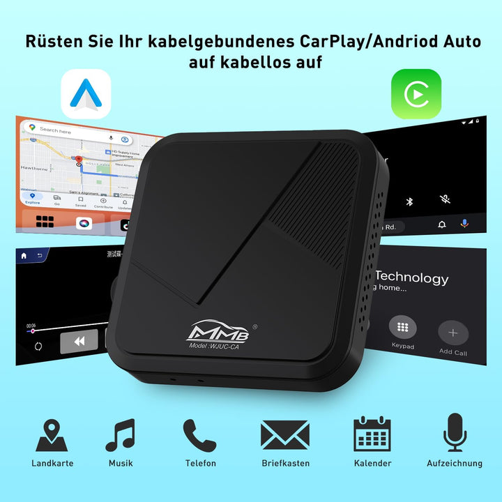 Wireless Apple CarPlay, 2-in-1 Zweikanal, Android Autoadapter, BT5.2, 5,8 GHz WLAN, Für iPhone Und A
