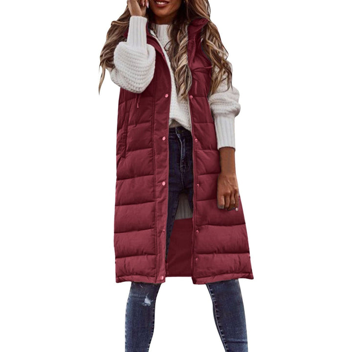 Ärmelloser Damen-Wintermantel, Weste, langer Kapuzenpullover, warmer Daunenmantel mit Taschen, geste
