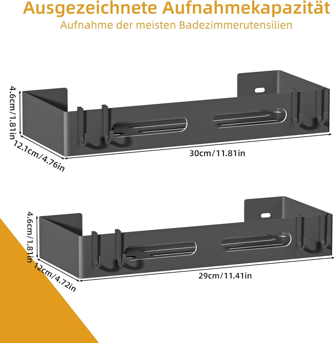 Duschablage ohne Bohren 2 Stück, Rostfreie Duschregal ohne Bohren mit Grosser Kapazität, Schnell Tro