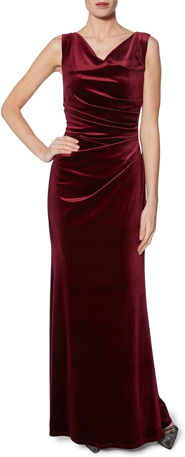 Gina Bacconi Damen Women's Velvet Maxi Dress Cocktailkleid 10 Wine, 10 Wine
