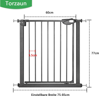 UISEBRT Treppenschutzgitter Ohne Bohren Türschutzgitter Kinder Treppengitter Türgitter Baby, 75-85cm