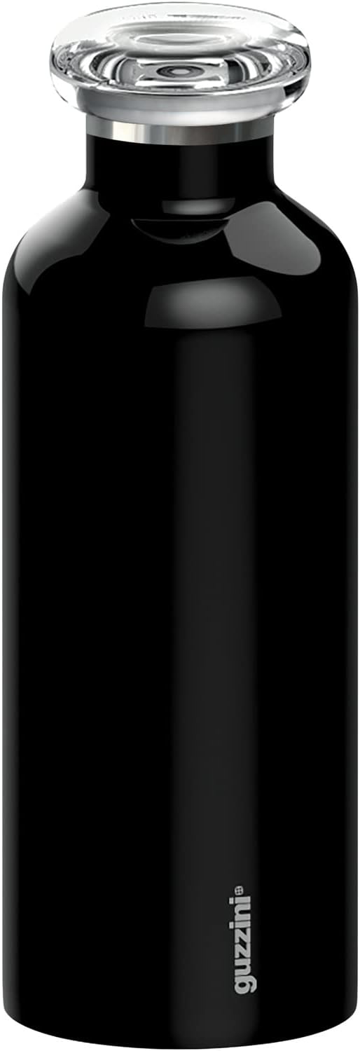 Guzzini - On The Go, ENERGY Thermosflasche, Trinkflasche Edelstahl - Schwarz, Ø 7,3x h21,2 cm | 500