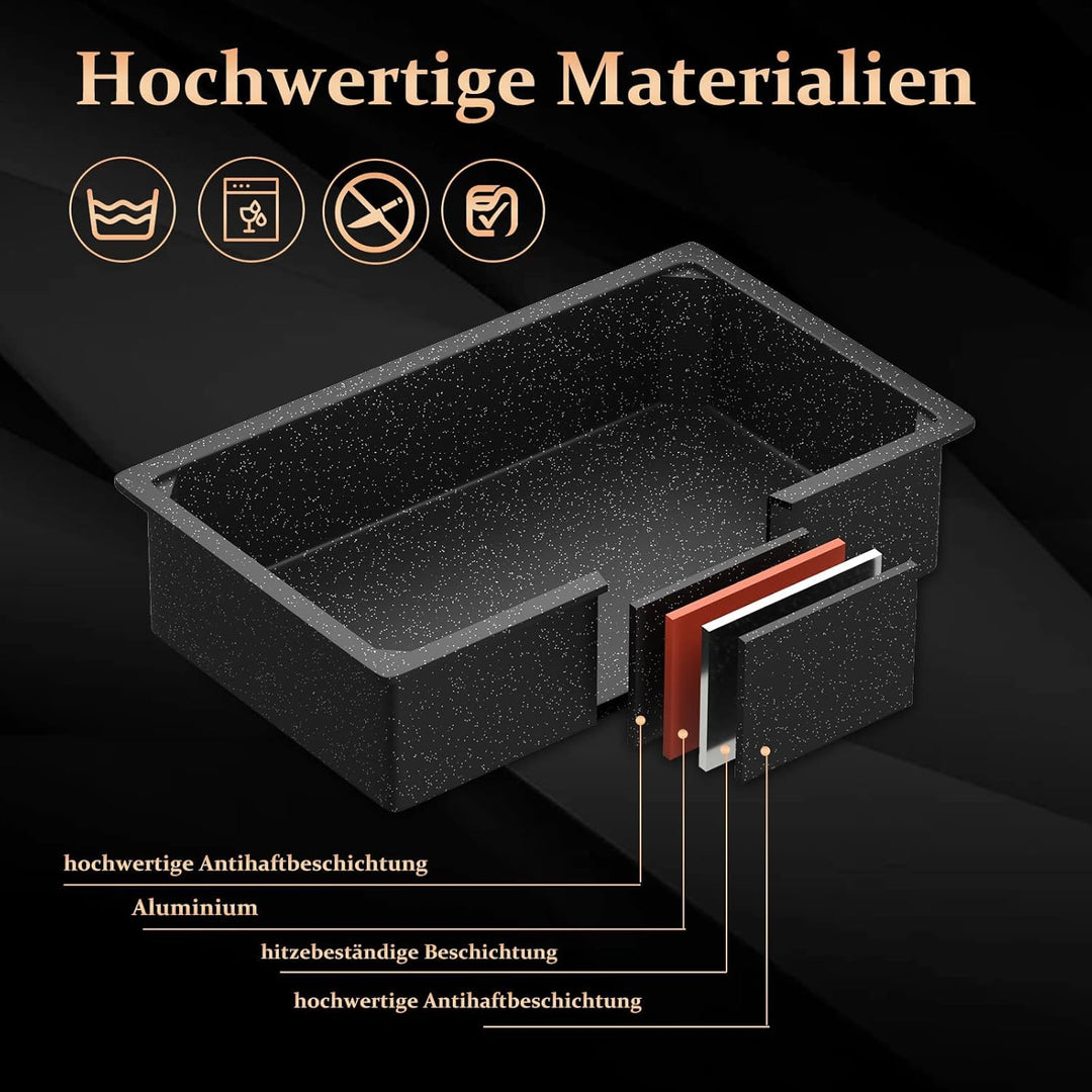 Scheffler Grosse Auflaufform - Gusseisen Brotbackform, Backform Rechteckig, Kuchenform, Ofenform - P