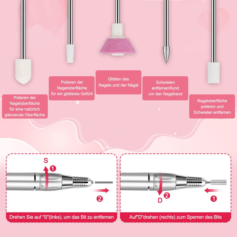 Nagelfeile Elektrisch für gelnägel,NAILGIRLS 11 in 1 Nagel Fräsmaschine,35000 U/Min Nail Drill Nagel