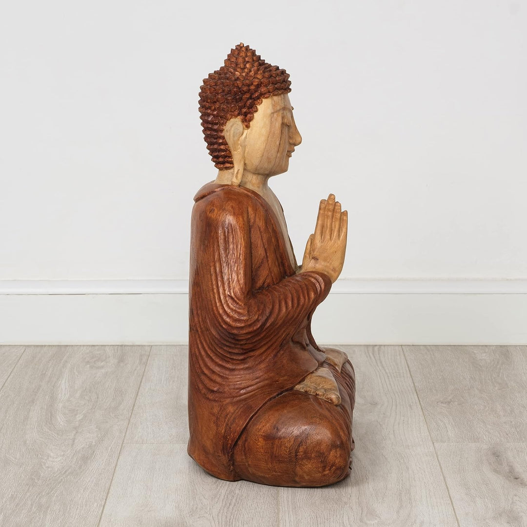 livasia Buddha Figur aus Holz 50cm hoch – Balinesische Handwerkskunst – Buddha Deko Figuren aus Suar